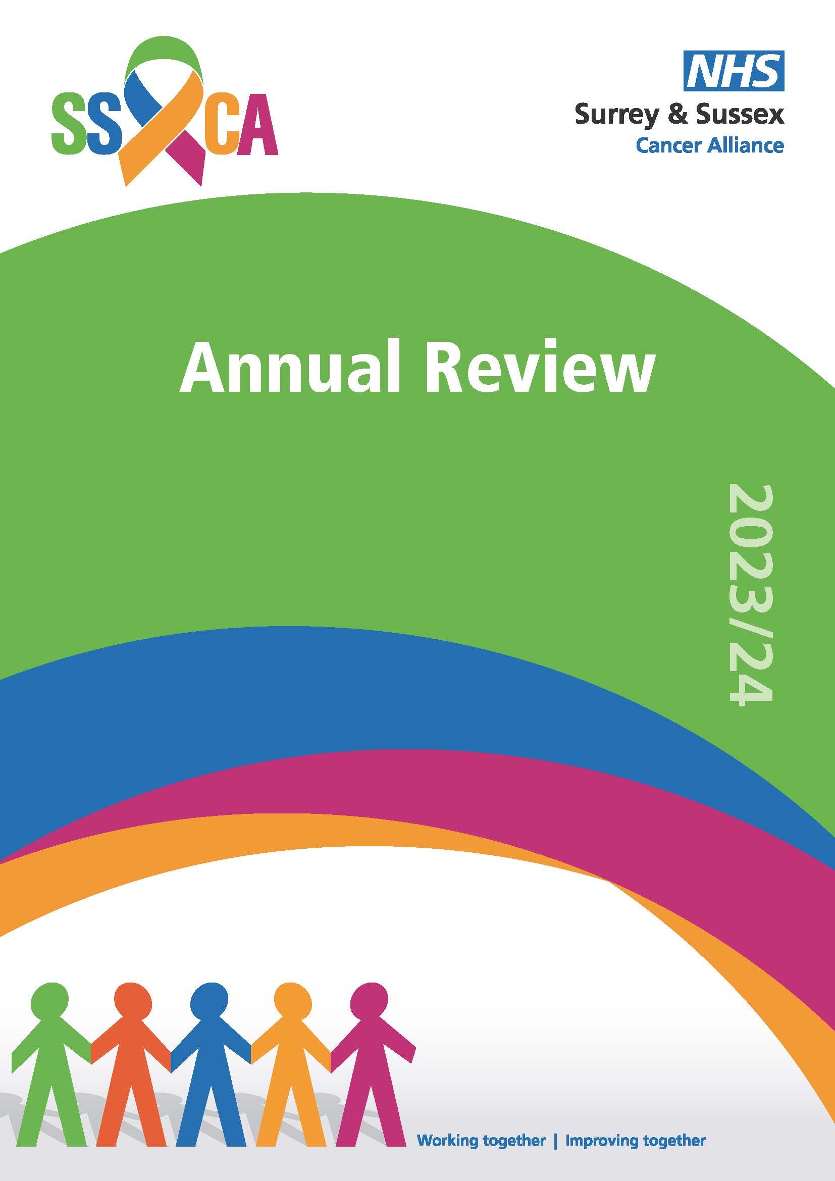 The front cover of Surrey and Sussex Cancer Alliance's annual review for 2023-24