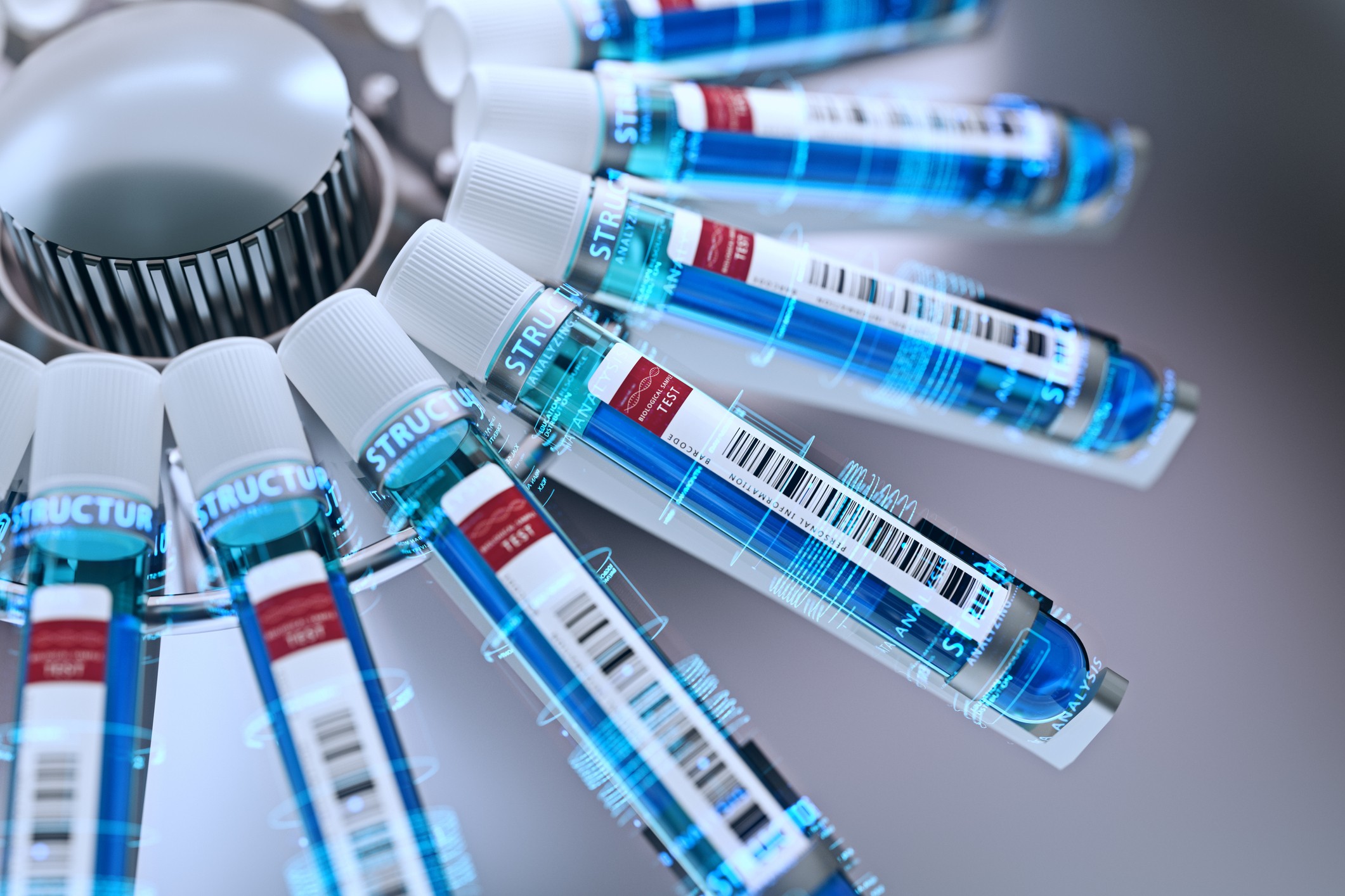 photo shows blood vials being tested